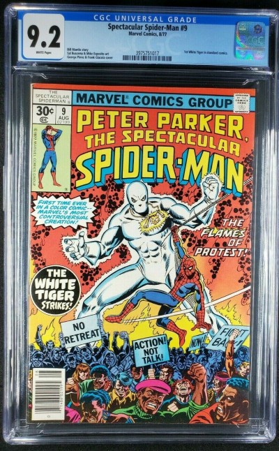 Spectacular Spider-Man #9 (1977) CGC 9.2 NM- WP 1st app White Tiger in comics|