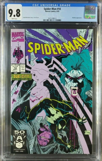 Spider-Man #14 (1991) CGC 9.8 NM/M White Morbius appearance Todd McFarlane!|