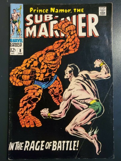 Sub-Mariner #8 (1968) F- (5.5) Classic Thing vs. Sub-Mariner black battle cover|