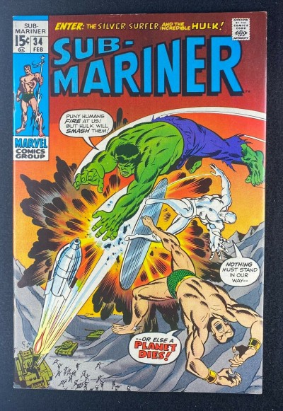 Sub-Mariner (1968) #34 FN/VF (7.0) Hulk Silver Surfer Prelude Defenders Story