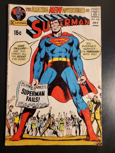 Superman #240 (1971) GVG (3.0) low grade reader Neal Adams cover Kaluta art|