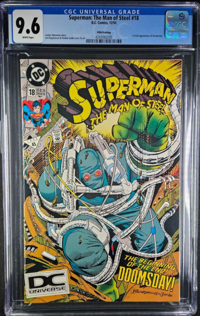 SUPERMAN MAN OF STEEL #18 1992 CGC 9.6 1ST DOOMSDAY DC UNIVERSE RARE 5TH PRINT!|