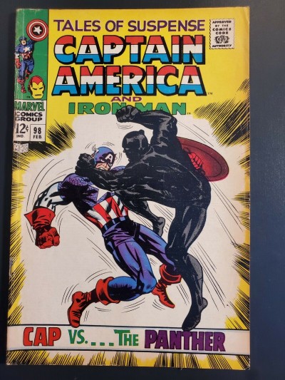 Tales of Suspense #98 (1966) 5.5 F- Captain America vs Black Panther battle cvr|