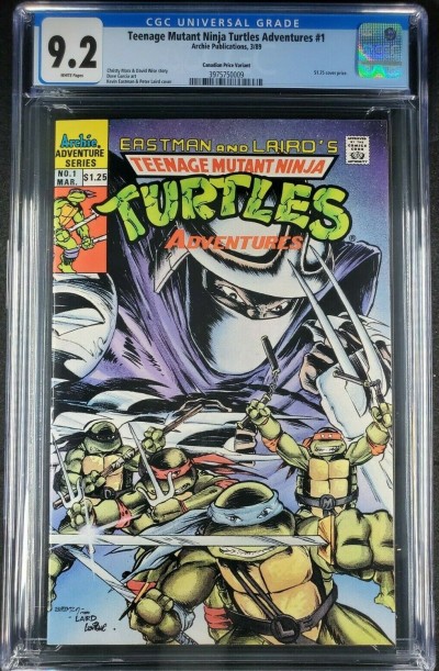 Teenage Mutant Ninja Turtles Adventures #1 (1989) CGC 9.2 WP UPC Canadian price|