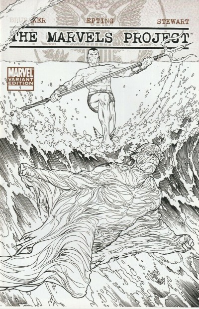 The Marvels Project (2009) #1 VF/NM Sketch Variant Cover Namor Human Torch