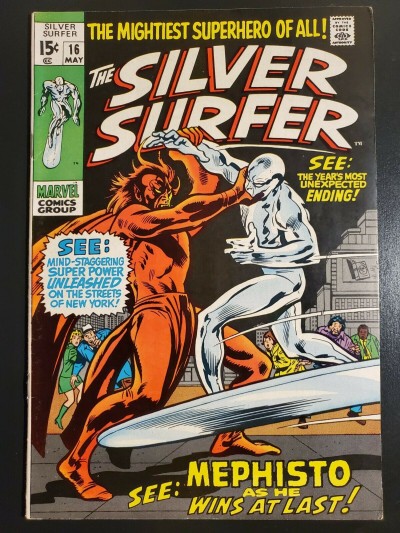 THE SILVER SURFER #16 (1970) VF- (7.5) MEPHISTO COVER/STORY |