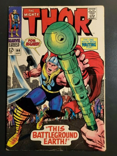 THOR #144 (1967) FN- (5.5) "This Battleground Earth" Jack Kirby Stan Lee|