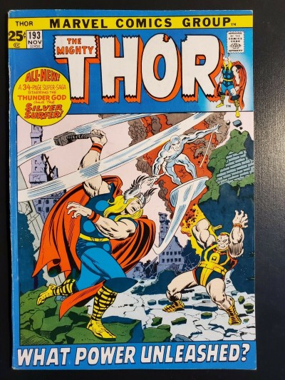 THOR #193 (1971) FN/VF 7.0 SILVER SURFER CROSSOVER 52 PAGES PICTURE FRAME COVER|