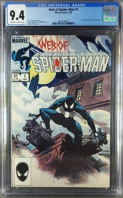 Web of Spider-Man #1 (1985) CGC 9.4 OWW Classic Charles Vess cover 3824799013|