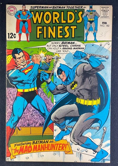 World’s Finest (1941) #182 FN+ (6.5) Neal Adams Cover Batman Superman Curt Swan