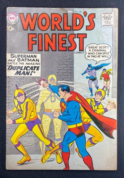 World’s Finest (1941) #106 VG- (3.5) Curt Swan Batman Superman Duplicate Man
