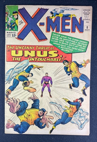 X-Men (1963) #8 FN- (5.5) 1st App Unus the Untouchable Beast Pin-Up Jack Kirby