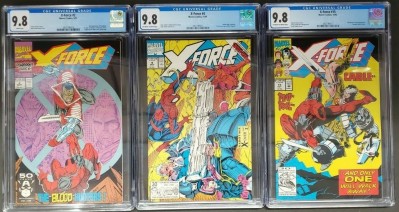 X-force #2, #4, #15 (1991) CGC 9.8 lot of 3 Deadpool, 2nd, 3rd app. Cable cov.|