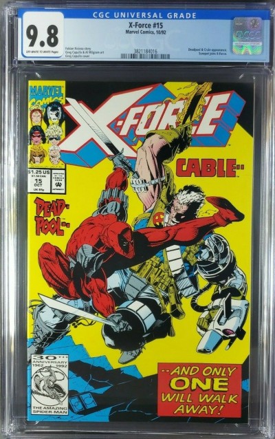 X-Force #15 (1992) CGC 9.8 NM/M 4th app Deadpool Vs Cable Cover (3821184016)|