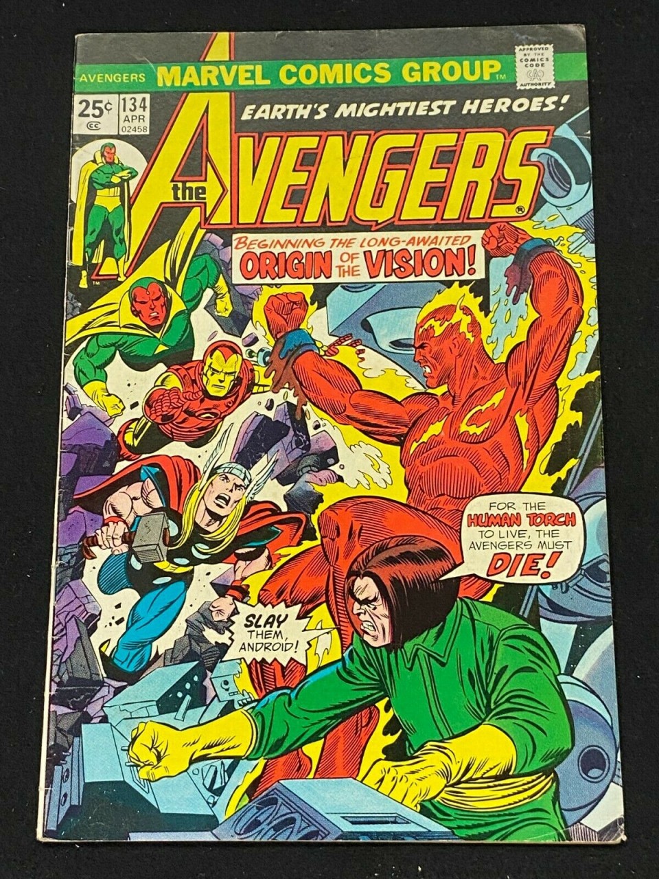 | Avengers (1963) #134 FN (6.0) Origin of the Vision Part 1 Sal Buscema