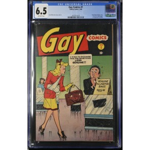 GAY COMICS #1 (1944) TIMELY COMICS CGC 6.5 OW WW2 ERA 1ST APP. WILLIE 4420714018